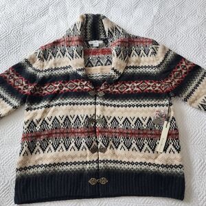 Susan Bristol Black and Cream Patterned Cardigan